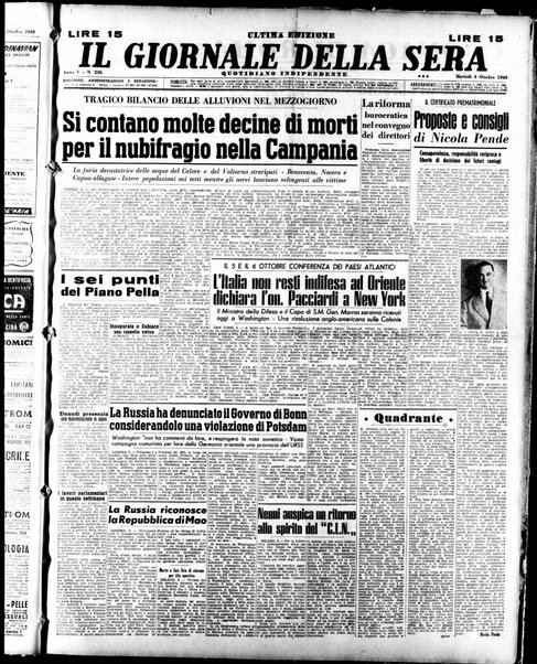 Il giornale della sera : quotidiano indipendente di informazioni