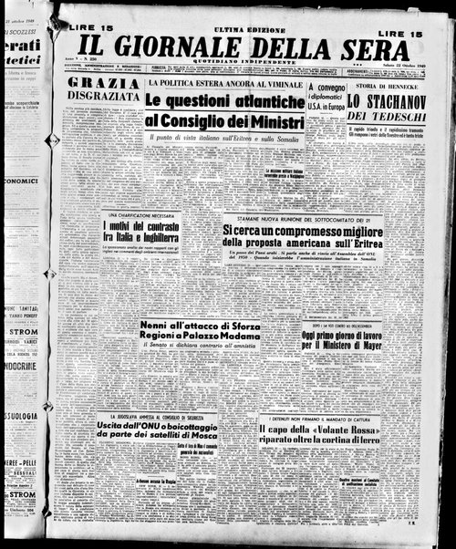 Il giornale della sera : quotidiano indipendente di informazioni