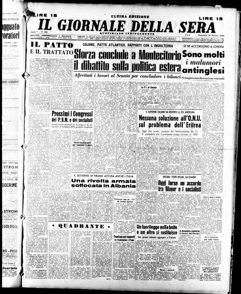 Il giornale della sera : quotidiano indipendente di informazioni