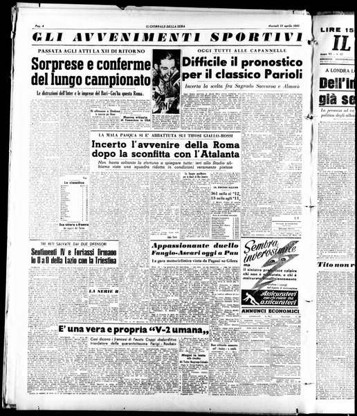 Il giornale della sera : quotidiano indipendente di informazioni