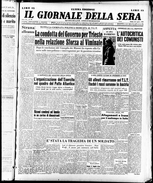 Il giornale della sera : quotidiano indipendente di informazioni