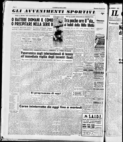 Il giornale della sera : quotidiano indipendente di informazioni