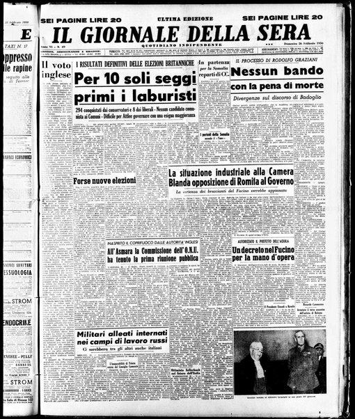 Il giornale della sera : quotidiano indipendente di informazioni