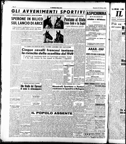 Il giornale della sera : quotidiano indipendente di informazioni