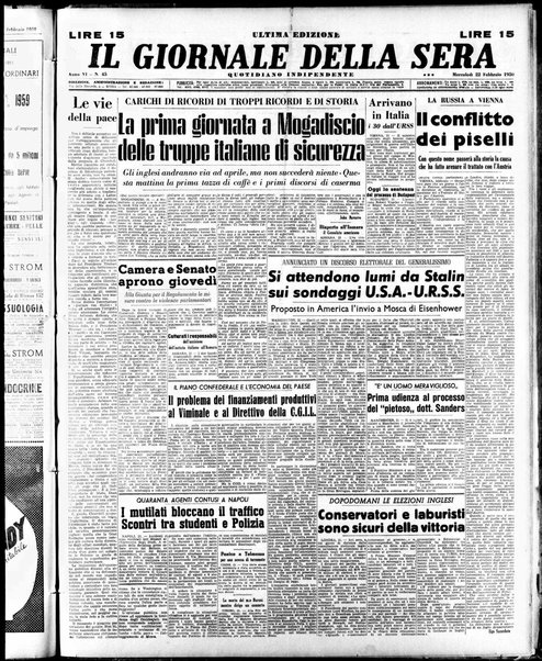 Il giornale della sera : quotidiano indipendente di informazioni