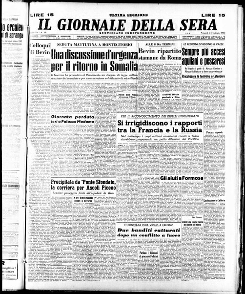 Il giornale della sera : quotidiano indipendente di informazioni