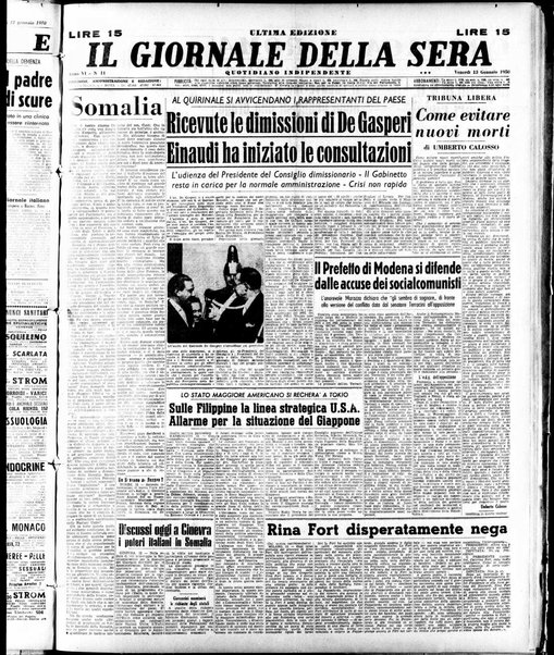 Il giornale della sera : quotidiano indipendente di informazioni