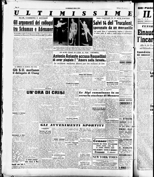 Il giornale della sera : quotidiano indipendente di informazioni