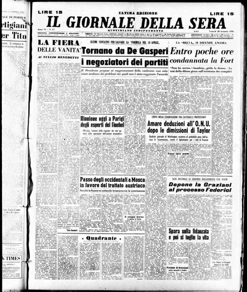 Il giornale della sera : quotidiano indipendente di informazioni