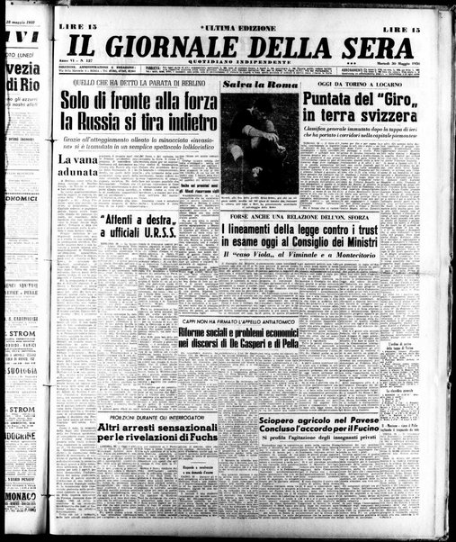 Il giornale della sera : quotidiano indipendente di informazioni