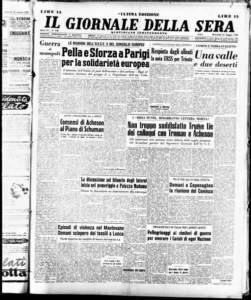 Il giornale della sera : quotidiano indipendente di informazioni