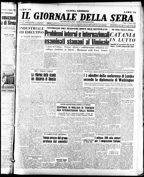 Il giornale della sera : quotidiano indipendente di informazioni