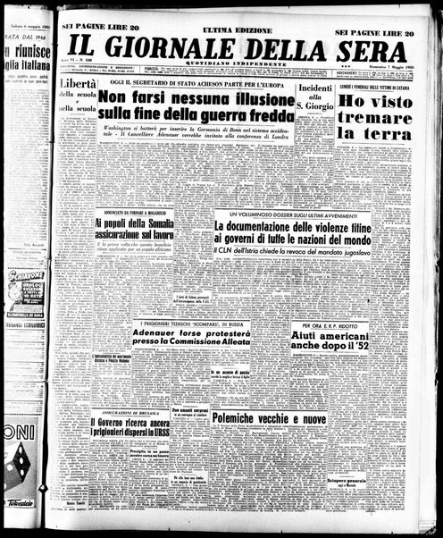 Il giornale della sera : quotidiano indipendente di informazioni