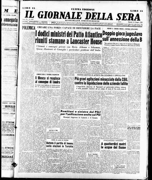 Il giornale della sera : quotidiano indipendente di informazioni