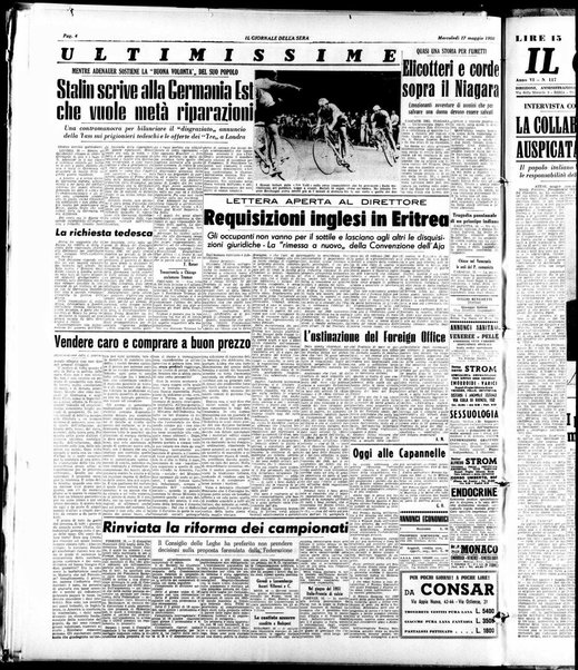 Il giornale della sera : quotidiano indipendente di informazioni