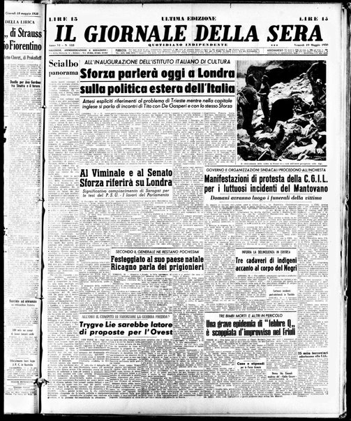 Il giornale della sera : quotidiano indipendente di informazioni