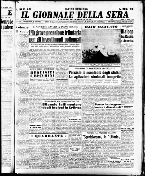 Il giornale della sera : quotidiano indipendente di informazioni