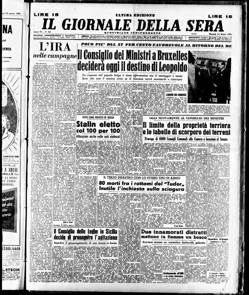 Il giornale della sera : quotidiano indipendente di informazioni