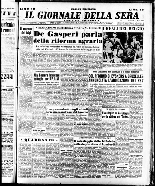 Il giornale della sera : quotidiano indipendente di informazioni