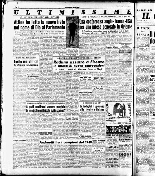 Il giornale della sera : quotidiano indipendente di informazioni