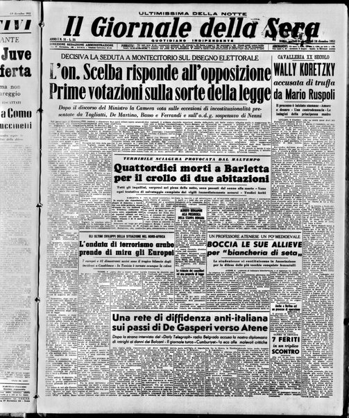 Il giornale della sera : quotidiano indipendente di informazioni