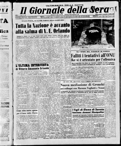 Il giornale della sera : quotidiano indipendente di informazioni