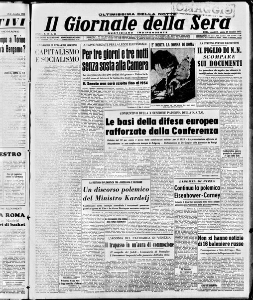 Il giornale della sera : quotidiano indipendente di informazioni