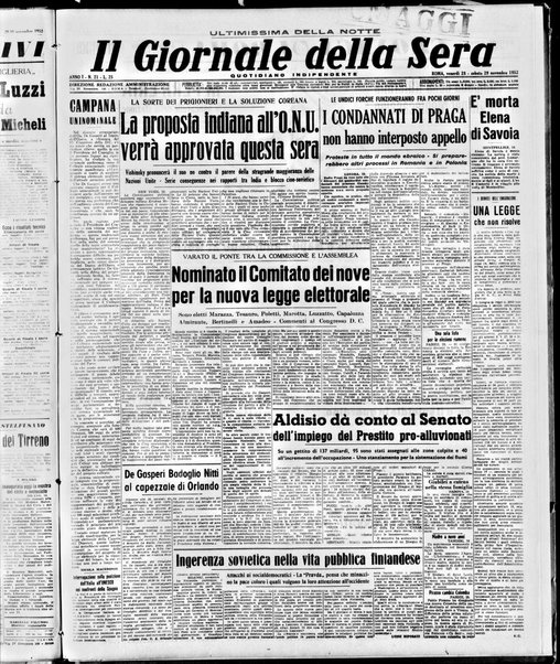 Il giornale della sera : quotidiano indipendente di informazioni