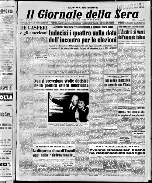 Il giornale della sera : quotidiano indipendente di informazioni