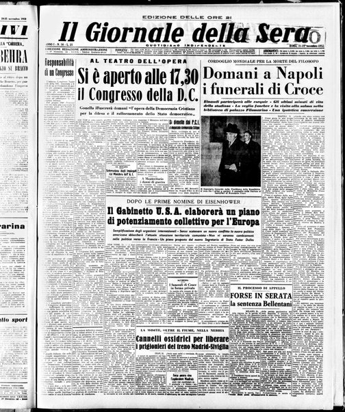 Il giornale della sera : quotidiano indipendente di informazioni