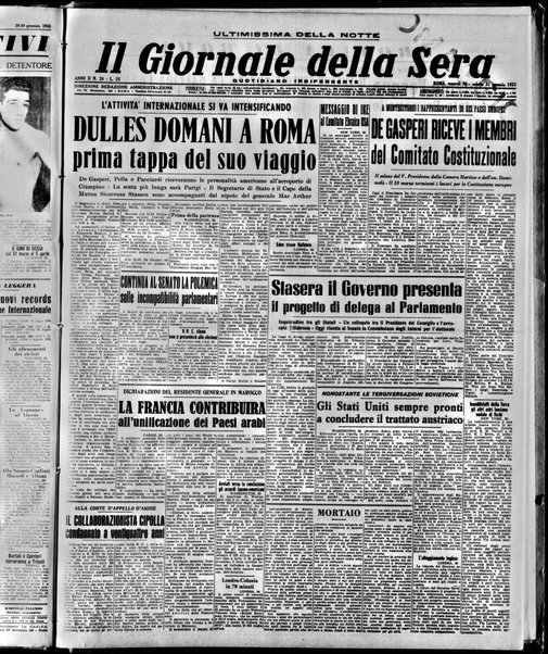 Il giornale della sera : quotidiano indipendente di informazioni