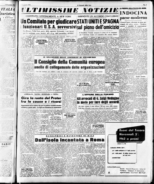 Il giornale della sera : quotidiano indipendente di informazioni