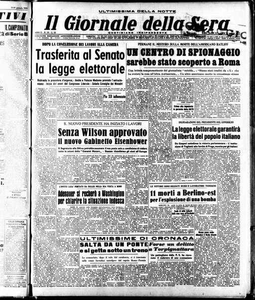 Il giornale della sera : quotidiano indipendente di informazioni