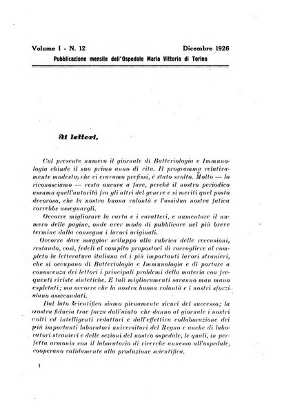 Giornale di batteriologia e immunologia bollettino clinico ed amministrativo dell'Ospedale Maria Vittoria