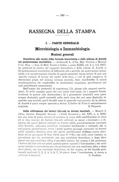 Giornale di batteriologia e immunologia bollettino clinico ed amministrativo dell'Ospedale Maria Vittoria