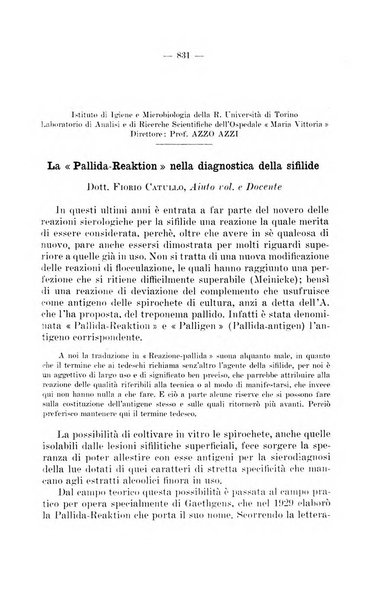 Giornale di batteriologia e immunologia bollettino clinico ed amministrativo dell'Ospedale Maria Vittoria