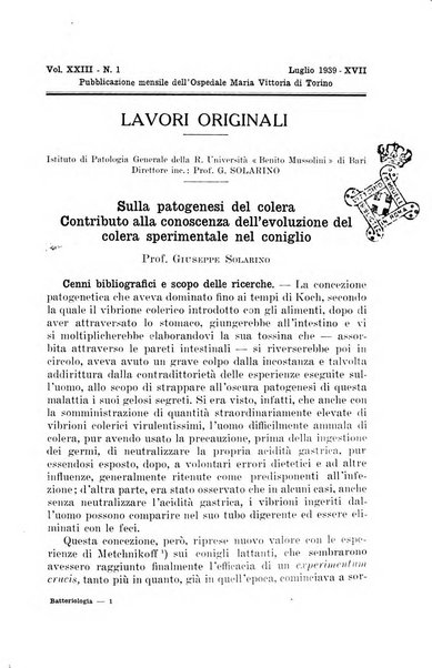 Giornale di batteriologia e immunologia bollettino clinico ed amministrativo dell'Ospedale Maria Vittoria