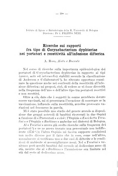 Giornale di batteriologia e immunologia bollettino clinico ed amministrativo dell'Ospedale Maria Vittoria