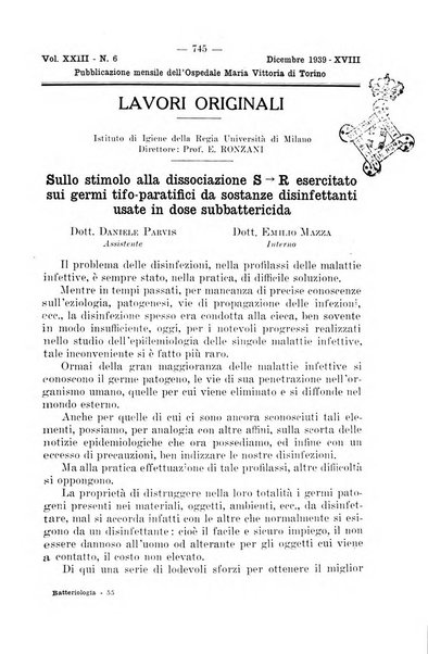 Giornale di batteriologia e immunologia bollettino clinico ed amministrativo dell'Ospedale Maria Vittoria