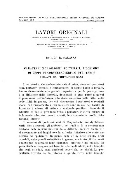 Giornale di batteriologia e immunologia bollettino clinico ed amministrativo dell'Ospedale Maria Vittoria