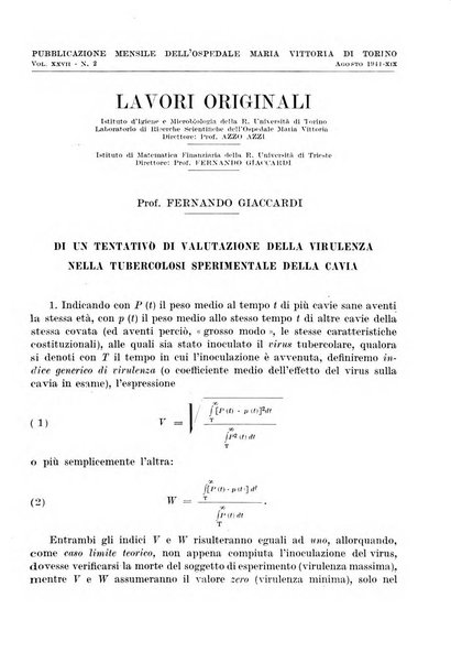 Giornale di batteriologia e immunologia bollettino clinico ed amministrativo dell'Ospedale Maria Vittoria