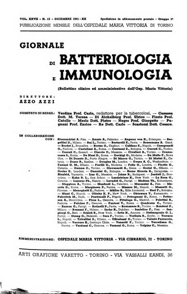 Giornale di batteriologia e immunologia bollettino clinico ed amministrativo dell'Ospedale Maria Vittoria
