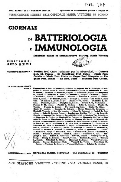 Giornale di batteriologia e immunologia bollettino clinico ed amministrativo dell'Ospedale Maria Vittoria