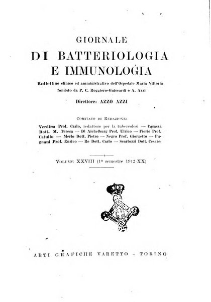 Giornale di batteriologia e immunologia bollettino clinico ed amministrativo dell'Ospedale Maria Vittoria