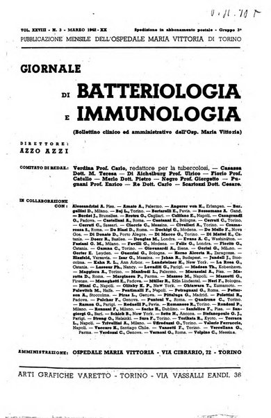 Giornale di batteriologia e immunologia bollettino clinico ed amministrativo dell'Ospedale Maria Vittoria