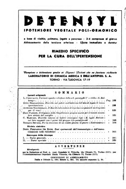 Giornale di batteriologia e immunologia bollettino clinico ed amministrativo dell'Ospedale Maria Vittoria