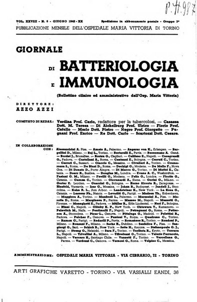 Giornale di batteriologia e immunologia bollettino clinico ed amministrativo dell'Ospedale Maria Vittoria