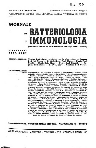 Giornale di batteriologia e immunologia bollettino clinico ed amministrativo dell'Ospedale Maria Vittoria