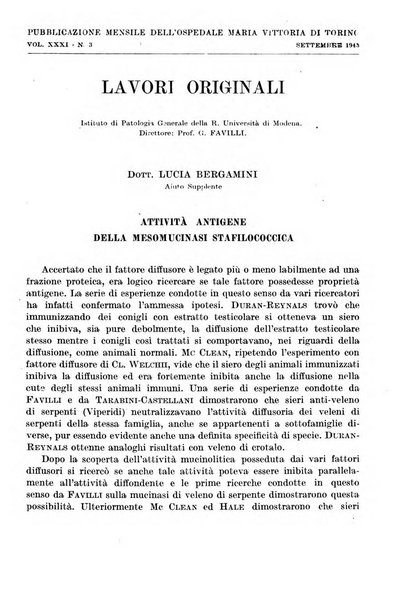 Giornale di batteriologia e immunologia bollettino clinico ed amministrativo dell'Ospedale Maria Vittoria