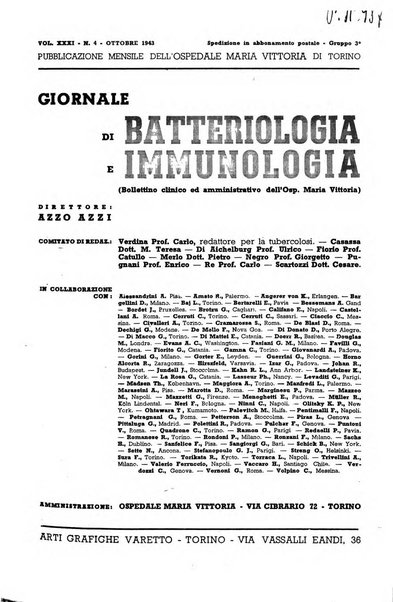 Giornale di batteriologia e immunologia bollettino clinico ed amministrativo dell'Ospedale Maria Vittoria